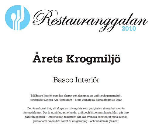 Årets restaurangmiljö. Restauranggalan 2010